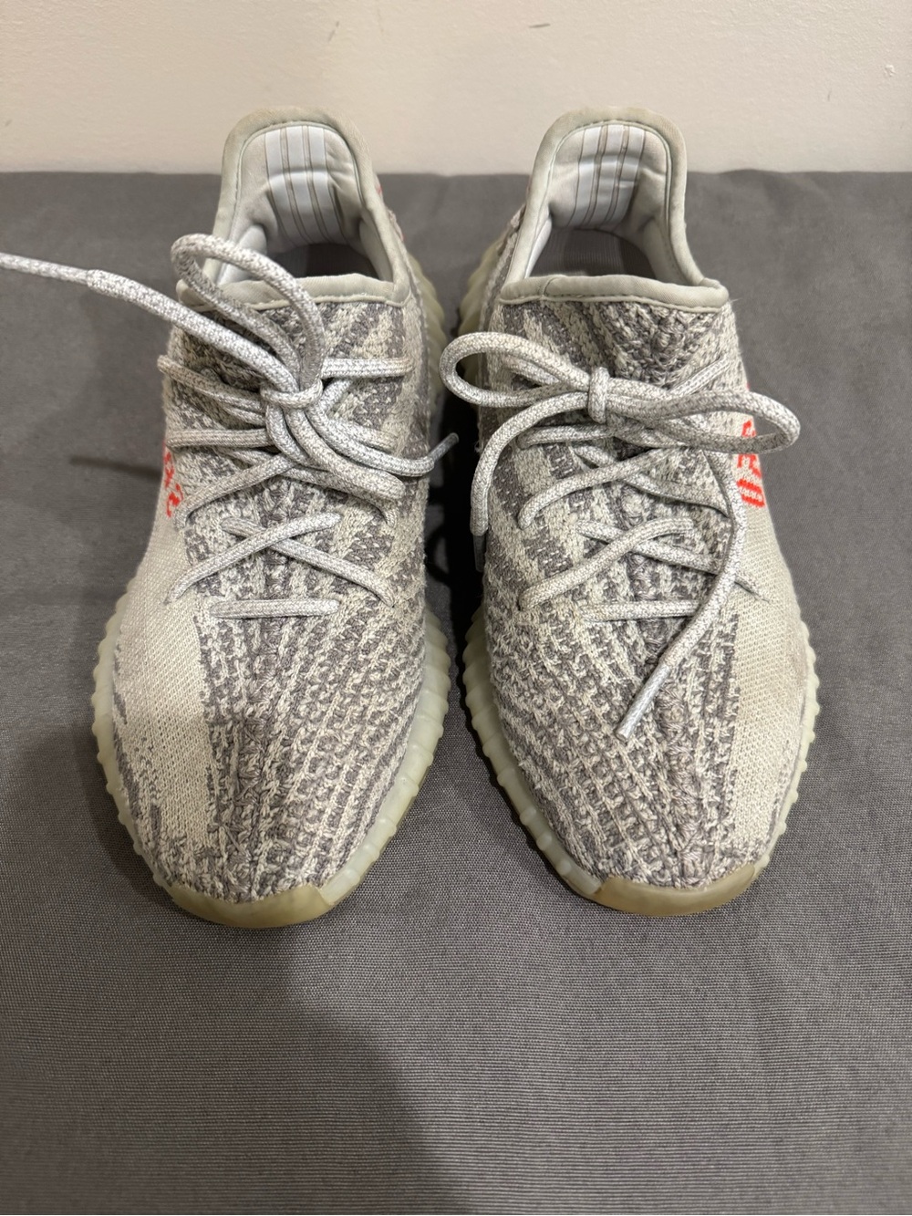 Size 7.5 Men - adidas Yeezy Boost 350 V2 Low Blue Tint Red B37571 Sneaker Shoes